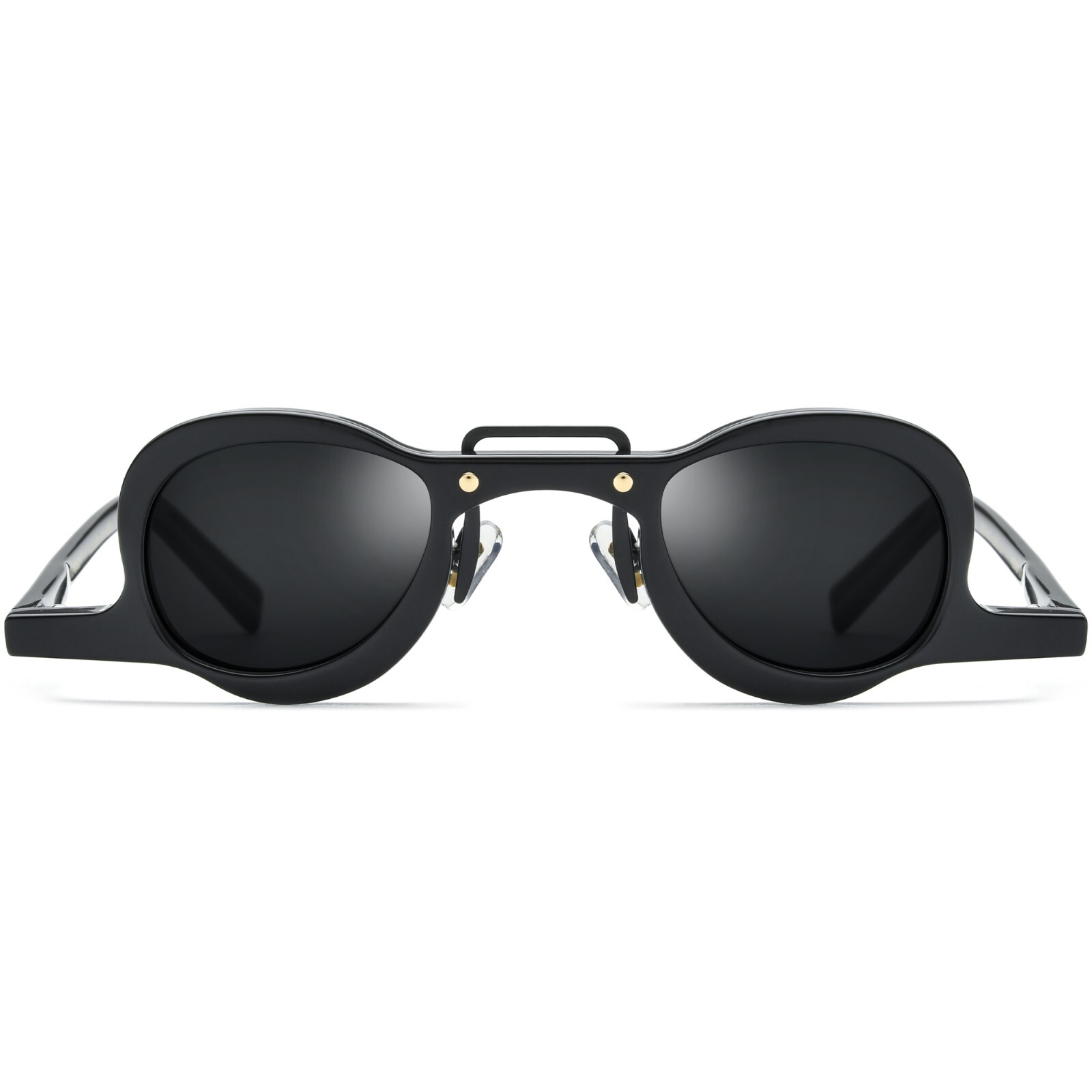 Unique Black Acetate Geometric Sunglasses for Men and Women
