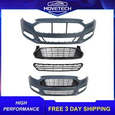 Front Bumper & Upper Lower Grille For 2013-2016 Ford Fusion