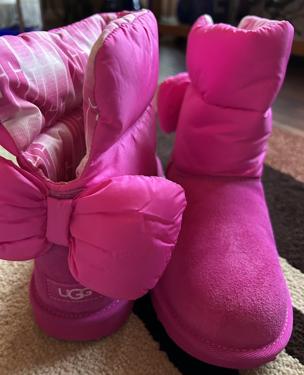 UGG 1130756K BAILEY BOW MAXI WAVELENGTH BOOTS PINK SIZE BIG KIDS
