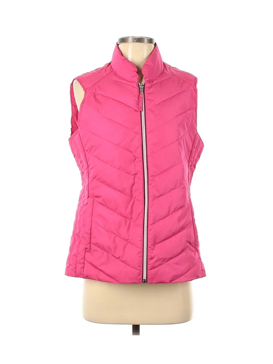 Pink sleeveless puffer best sale jacket