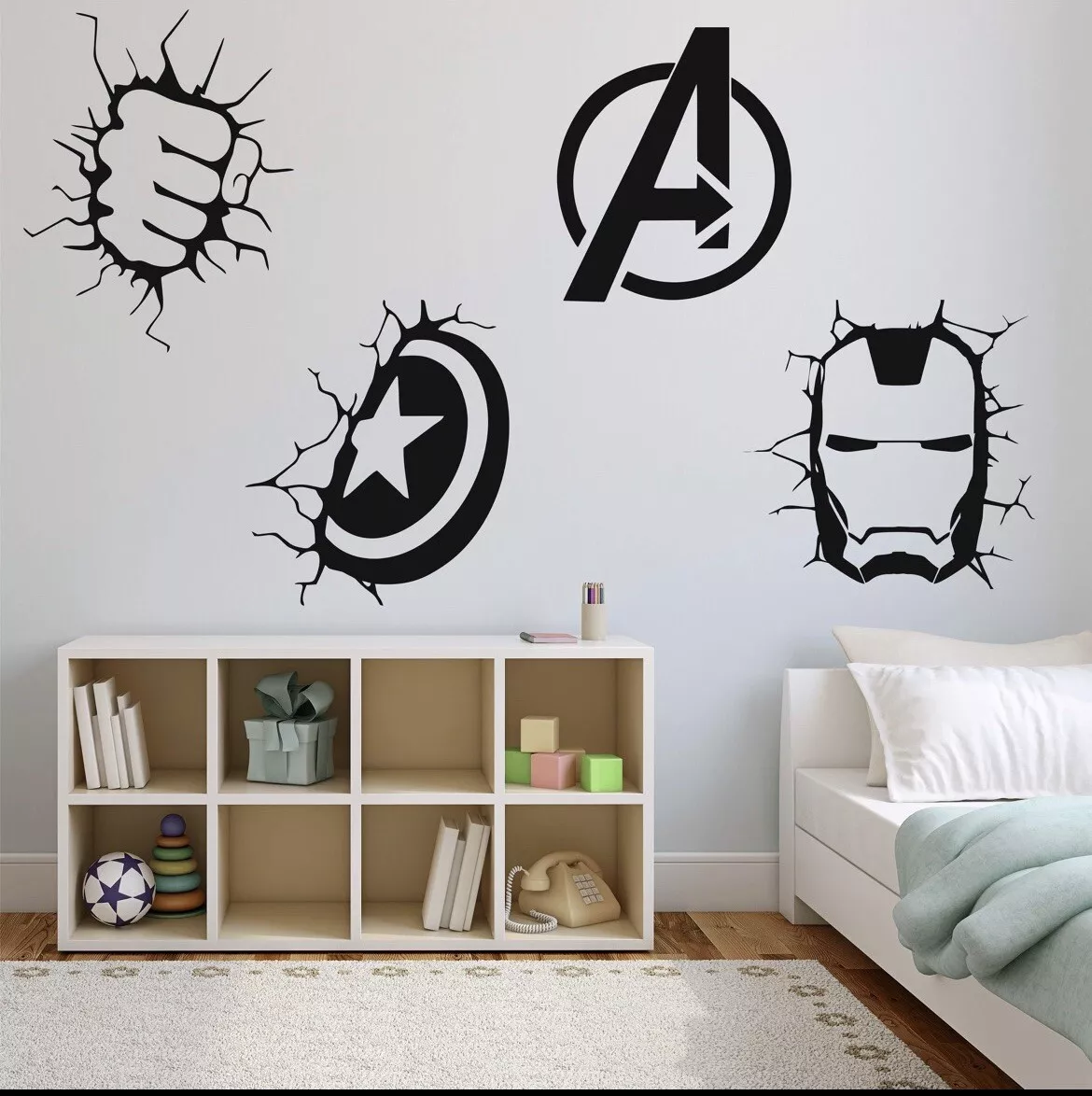 Marvel Avengers Bedroom Wall Stickers Superhero Broken Wall Art Mural Decal  XXL