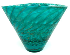 Murano Aquamarine Ocean Glass Vase Modern Green Vintage Rare Labeled Spectacular