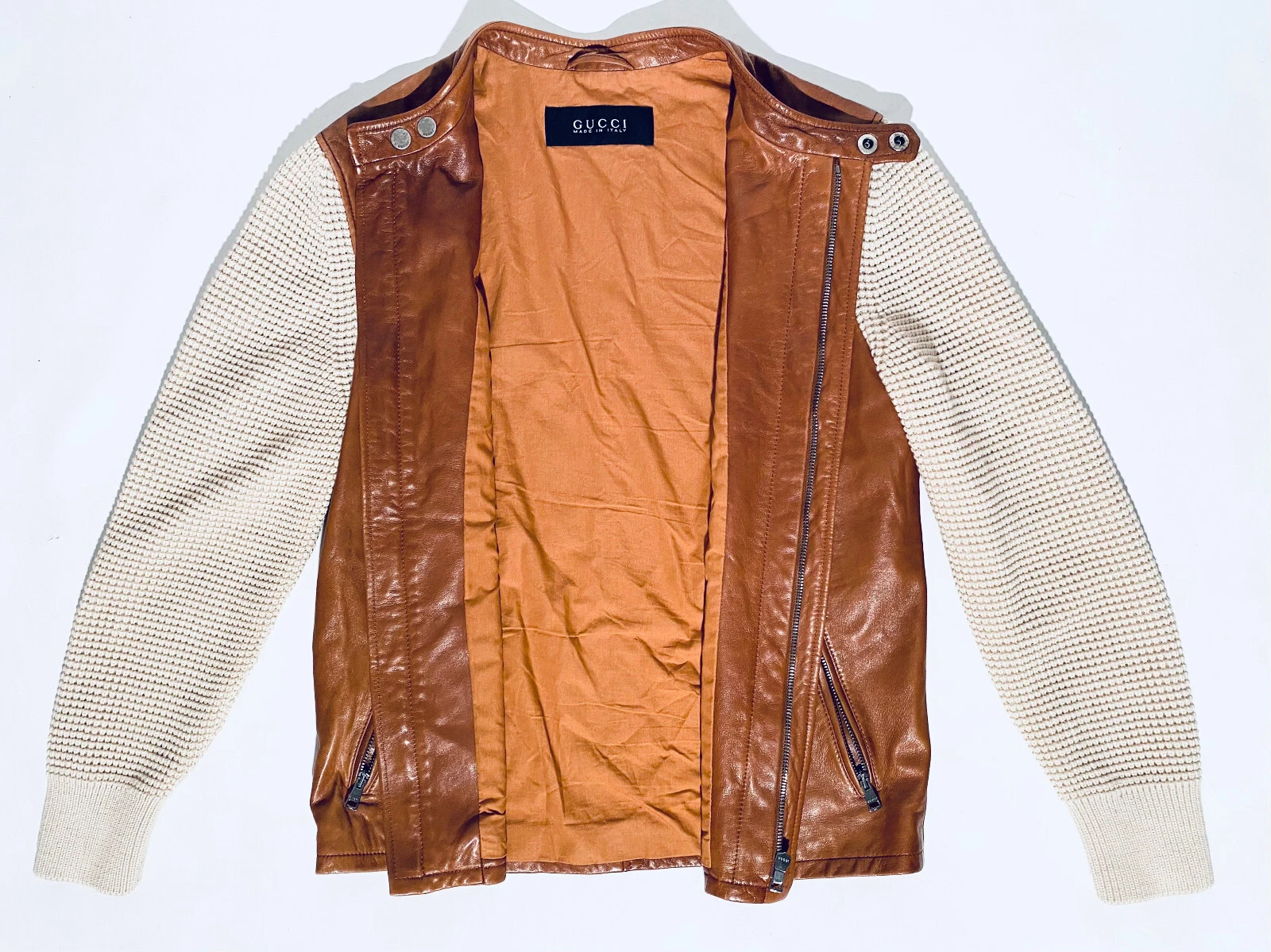 Giacca di pelle originale Gucci uomo taglia 44 M camicetta in pelle