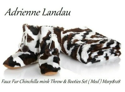 Adrienne Landau Faux Fur Chinchilla mink Throw Booties