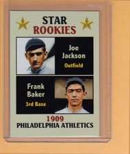 Shoeless Joe Jackson & Home Run Baker A's Rookies Fan Club serial # /300  / NM+