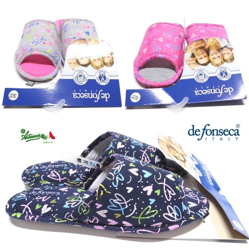 Ciabatte pantofole DE FONSECA donna cotone estive aperte gomma BARI TOP PA  W816 | eBay