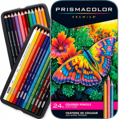 新品 PRISMACOLOR Premier ART STIX 24色セット NEW 24 Prismacolor Premier Coloured Pencils Tin Set Soft Core