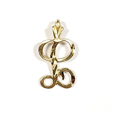 Ma 14k Yellow Gold The Letter L Fancy Script Charm Pendant