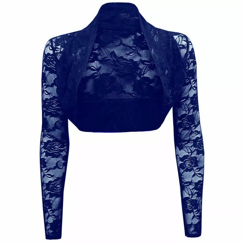 Bolero de encaje recortado de mangas largas para damas talla grande encogerse de hombros talla 8-26 - Imagen 8 de 12