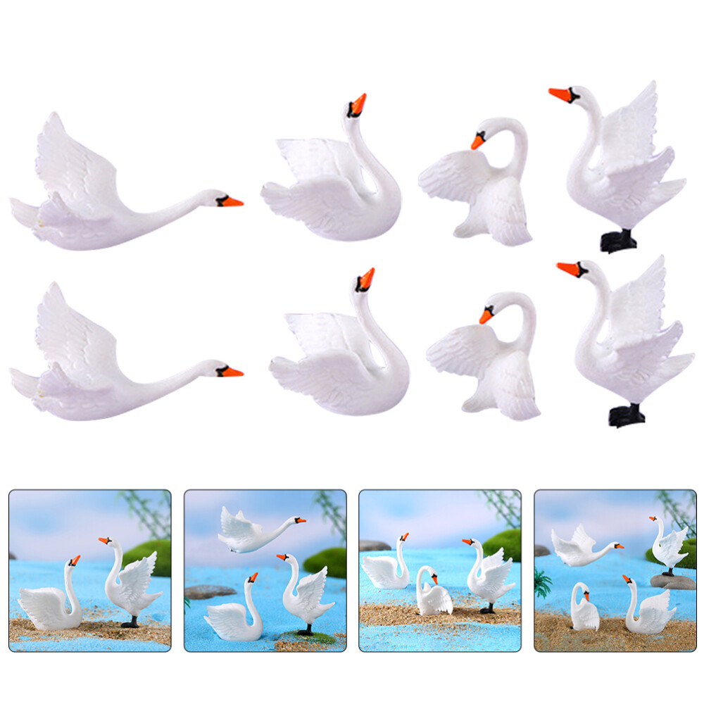 8Pcs Garden Statue Miniature Swan Swan Decorations Swan Decor | eBay