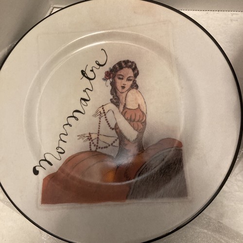 Set Of Four Dessert Plates By Rosanna, 8" Vintage Art Deco French Design In Box - Picture 2 of 9