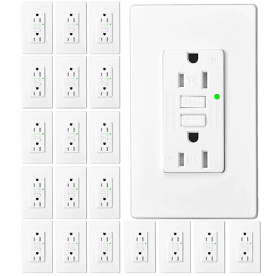 20PK GFCI Outlet 15Amp Plug Tamper Resistant TR WR Receptacle for Wall Plate ETL