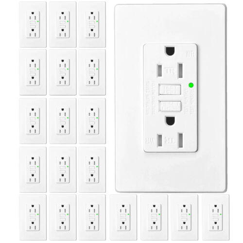 GFCI GFI Outlet 15 Amp Tamper Resistant Ground Fault Duplex Receptacle ETL 20Pcs