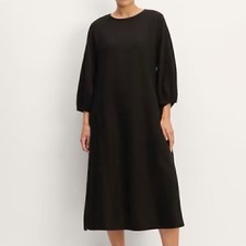 NEW Everlane The Linen A-Line Midi Dress Black Size 2 Sustainable