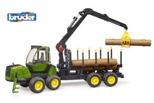Bruder 1210E Forwarder w/ Grab & 4x Trunks John Deere Childrens Toy Vehicle Set