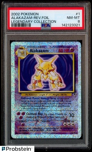 2002 Pokemon Legendary Collection #1 Alakazam Reverse Holo Foil PSA 8 NM-MT