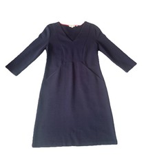 Boden Bronte Ottoman Shift Dress Size 8 Navy Blue Ribbed Pockets Knee Length