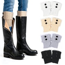 4 Pairs Winter Warm Boot Cuffs for Women, Crochet Knitted Boot Socks for Girl...