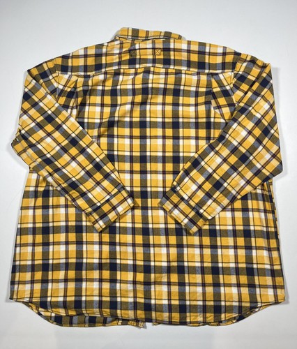 Duluth Trading Co Shirt Mens 3XL Tall Yellow Navy Plaid Flannel Long Sleeve - Picture 2 of 5