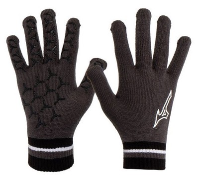 Mizuno Men Knit Gloves Sports Running Gray Black Casual Soccer Glove 32JYC50206