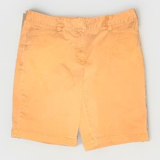 Lands' End Women's Chino Shorts Size 12 Beige Solid Cotton Twill Pockets Zip