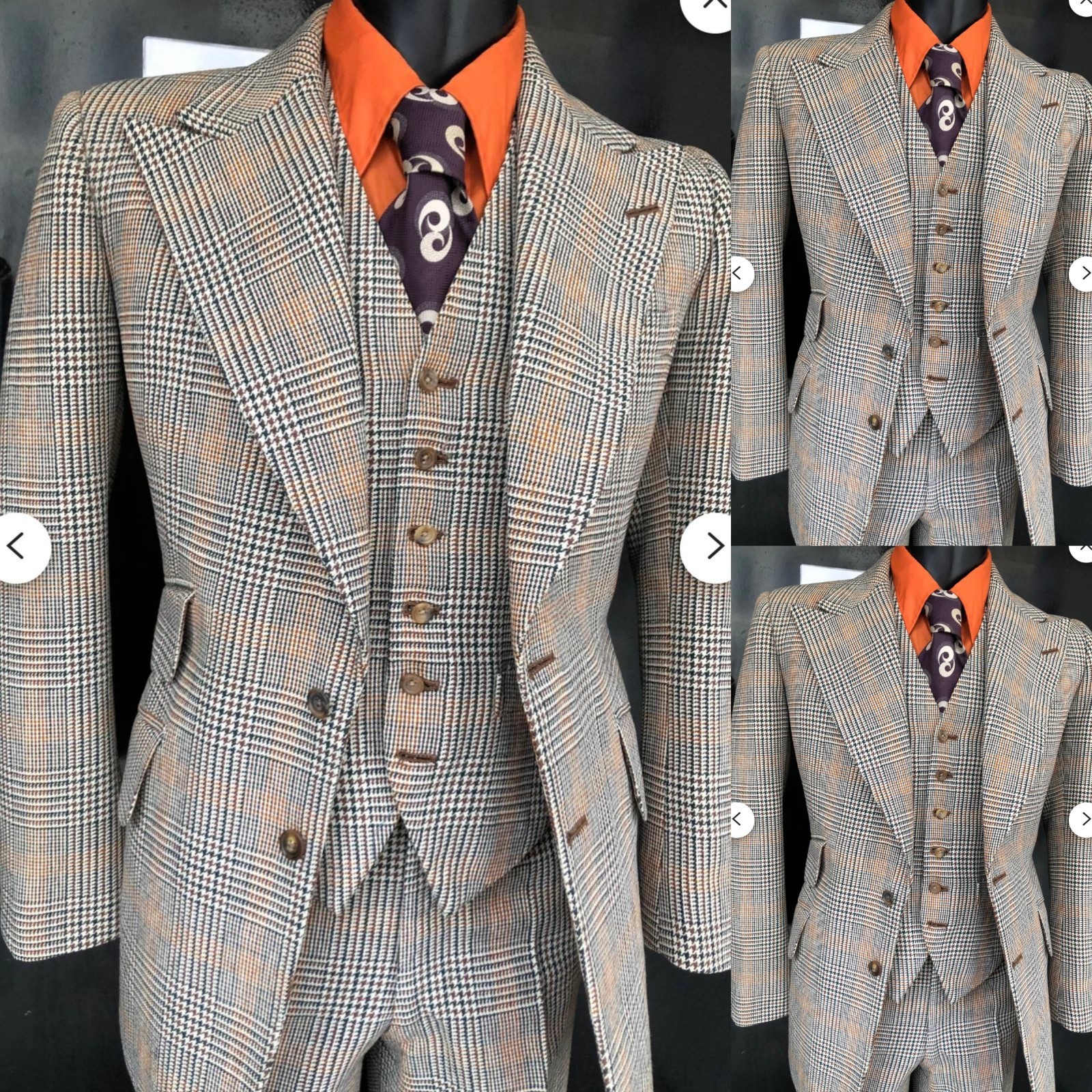 Peak Lapel Formal Business 3 Piece Blazer Wedding Groom Tuxedos
