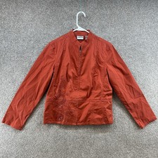 Chico's Women's Jacket Size 1 Red Long Sleeve Full Zip Mock Neck Floral