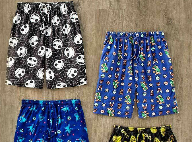 Mens Lounge Shorts Grinch-Mario-Stitch-Nightmare Before Christmas