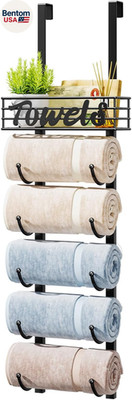 Towel Racks for Bathroom Storage - 6 Tier over the Door & Wall Mount Rolled Towe