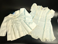VTG White Infant Baby Dress Phillipines  Burdee White Jacket Handmade RARE