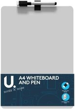 Whiteboard & Pen - with Magnetic Fixing Strips | Small Mini Dry Wipe Board for W