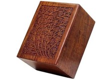 DnU Avenue Hand-Carved Wooden Cremation Urn for Human or Pet Ashes