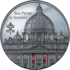 2022 $25 Palau,TIFFANY ART ST PETER'S BASILICA, 5oz 999 Silver Coin Box/COA