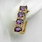 Sparkling 4Ct Oval Purple Amethyst Huggie Hoop Earrings 14K Yellow Gold Finish