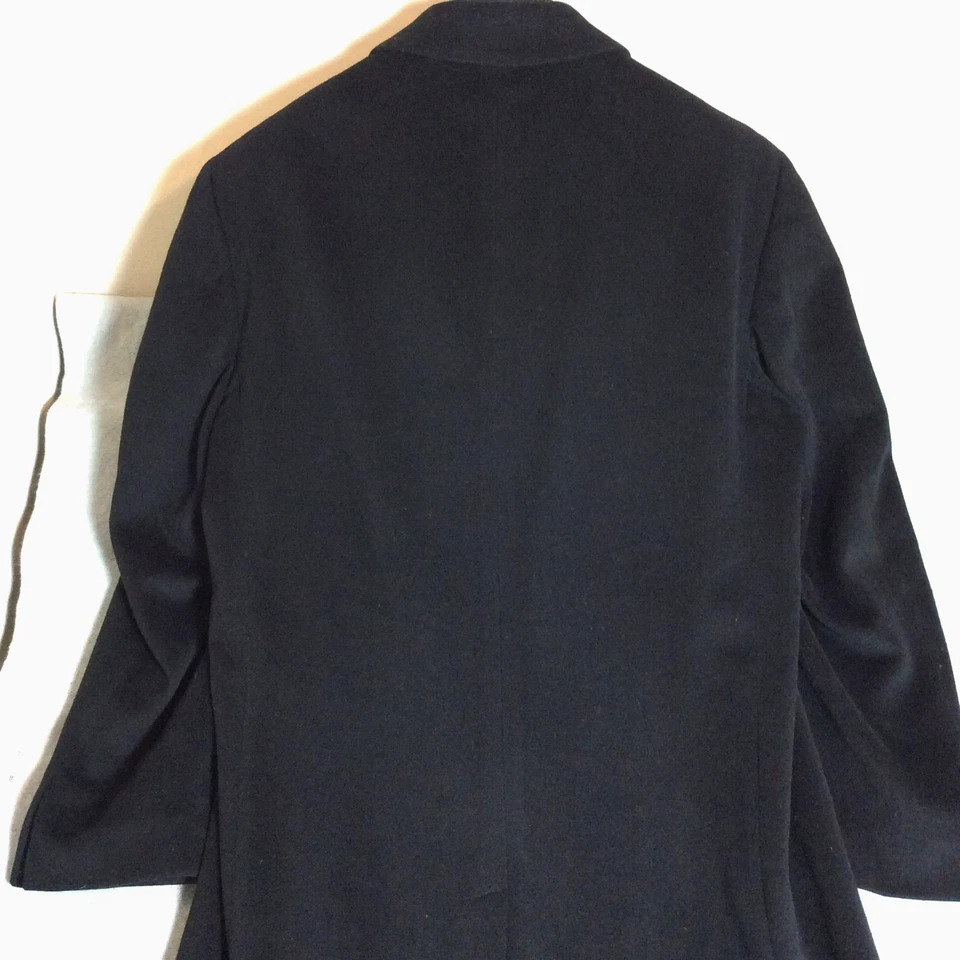 Abrigo George Negro Lana Para Hombre Talla 44L Largo Un Pecho Forrado Bolsillos Informal Foto 3 de 4