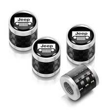 Jeep Grill In Black Carbon Fiber Barrel Silver Aluminum Tire Valve Caps Jeep Grill In Black Carbon Fiber Barrel Silver Aluminum Tire Valve Caps