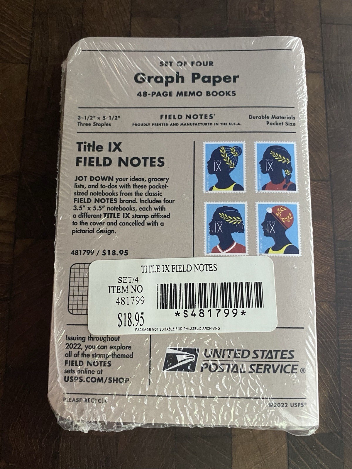 4pak FIELD NOTES TITLE IX CIVIL RIGHTS USPS SEALED GRAPH STAMP COLLECTOR GIFT