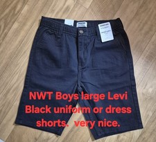 Signature by Levi Strauss Boys Black Uniform Shorts Size L Elastic Waist Pockets