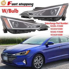 Pair For 2019 2020 Hyundai Elantra Halogen Headlights Left & Right Side W/Bulb