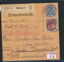 115725) Parcel Card 1921 from Meissen 3, MiF 2 + 4M Germania