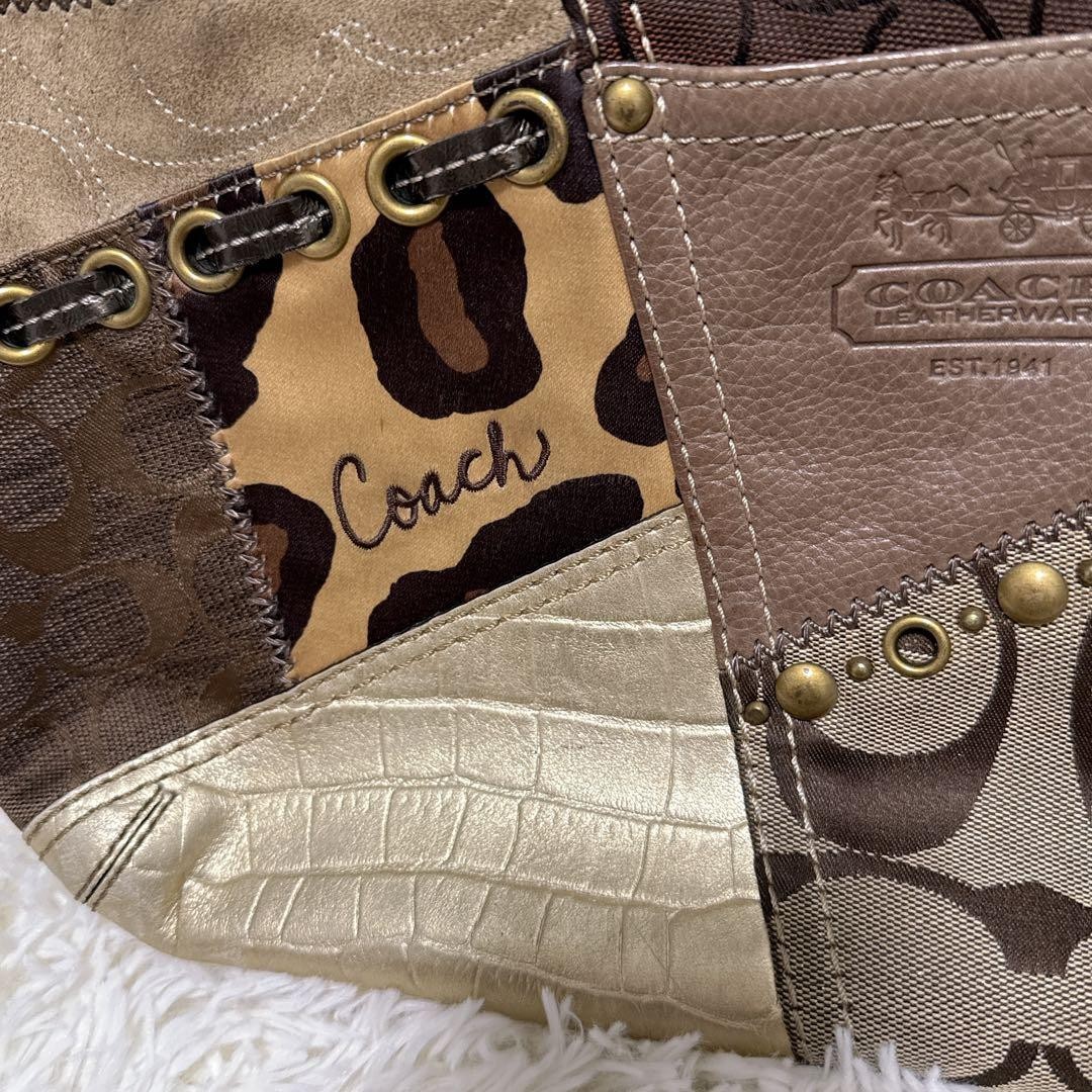 Coach patchwork 12903 Shoulder Bag Python Crocodi… - image 24