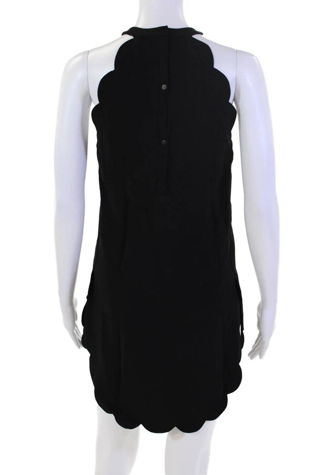 Mini vestido recto festoneado cuello redondo sin mangas ALC para mujer negro blanco talla 2 Foto 3 de 4