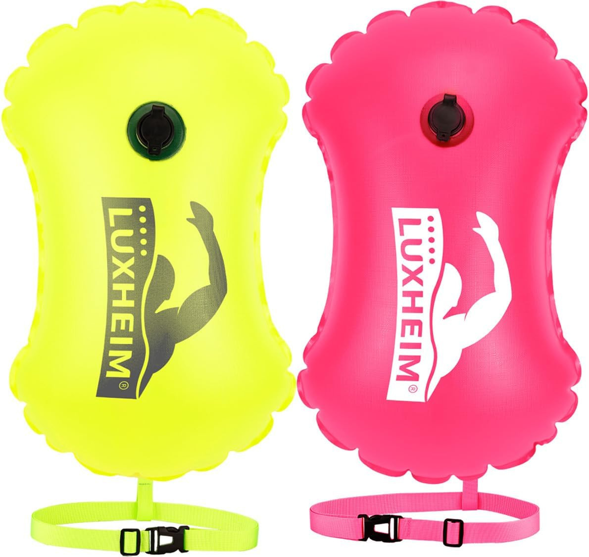 1 Pack / 2 Pack Swim Buoy Tow Float Dry Bag for Open Water Swimming | Highly Vis