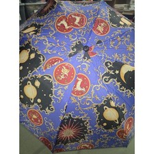 Vintage Zodiac Astrology Celestial Umbrella Blue Gold Sun Moon Planets Stars