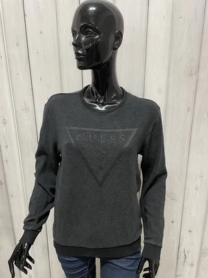 Pull Femme GUESS Noir Logo Triangle Col Rond Casual Taille S - Photo 1/4