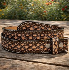 Western Genuine Leather Belt Full Grain Handmade Men's Heavy Duty Without Buckle