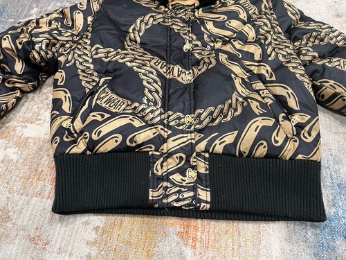 Vtg Y2K Rocawear Down Puffer Jacket Fur Hoodie Chain Logo Print Excellent XL - Picture 6 of 17