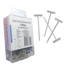KUNWU SUS304 Real Stainless Steel Wig T-Pins for Knit  Lace Wet Blocking Mod...