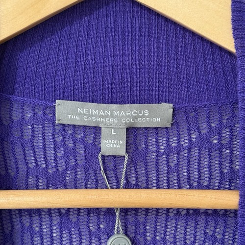 Neiman Marcus Cashmere Collection Purple Open Fron Lightweight Cardigan L - Picture 5 of 7