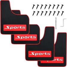 4PCS Car Mud Flaps Rubber Mudguard Soft No Collision Front and Black Red Long